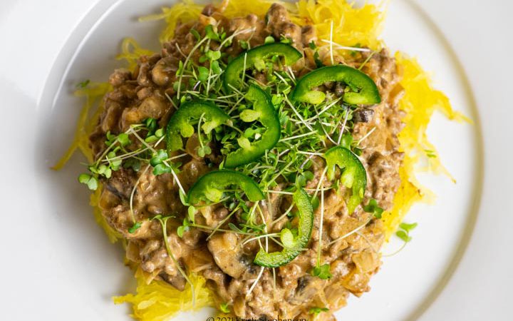 plated beef stroganoff