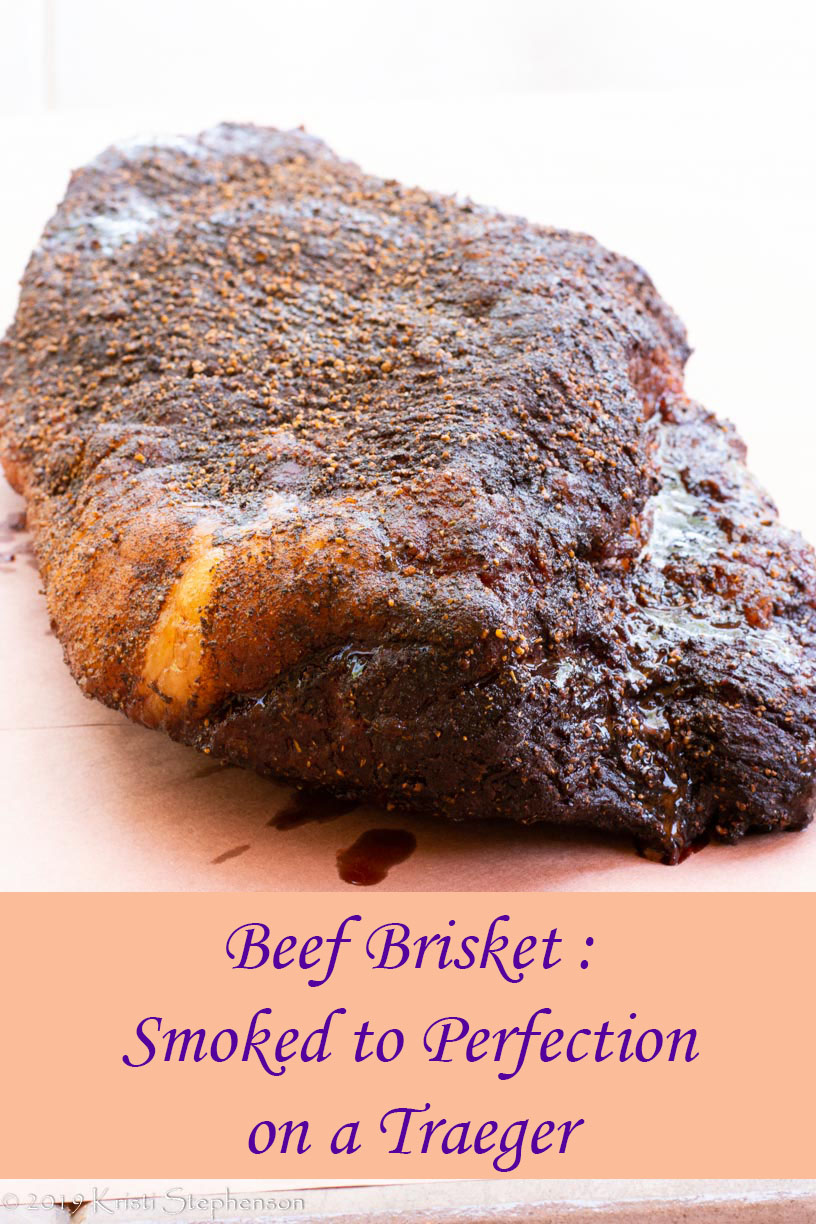 Pinterest image showing smoked beef brisket.