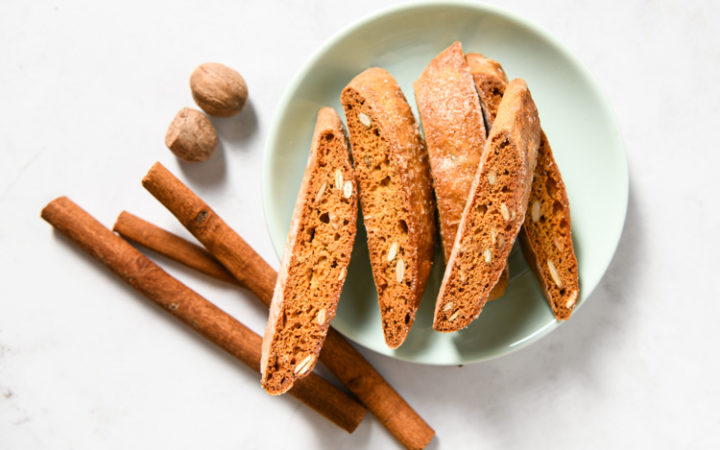 plated pumpkin biscotti